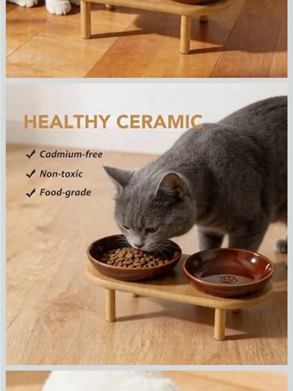 Elevated Cat Bowls Raised Ceramic Cat Bowl, 5.7” Wide Opening Cat Food Bowl
